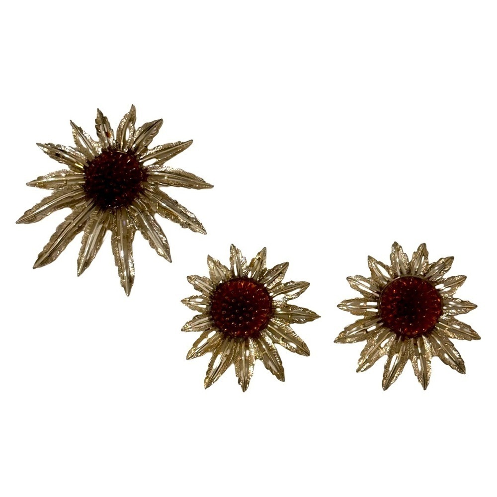 Sarah Coventry sunflower brooch and earring set Vintage